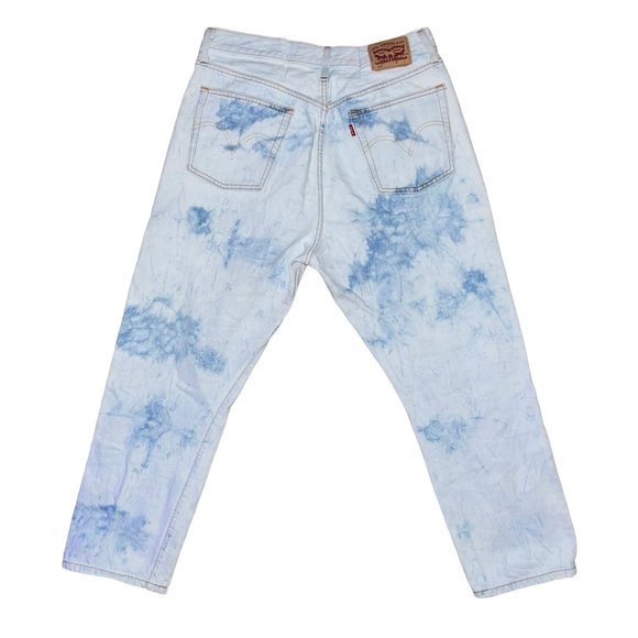 Levis 501 Button Fly Straight Leg Jeans Mens 32 25 Bleached Stonewash Pockets - Picture 5 of 8